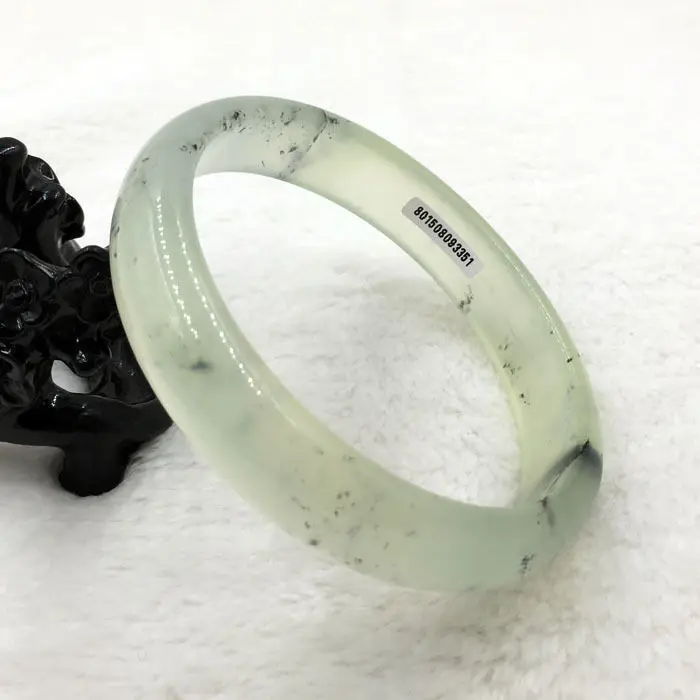 

80mm Vintage Certified Grade A Genuine Natural Green stone Bangle Bracelet 3351