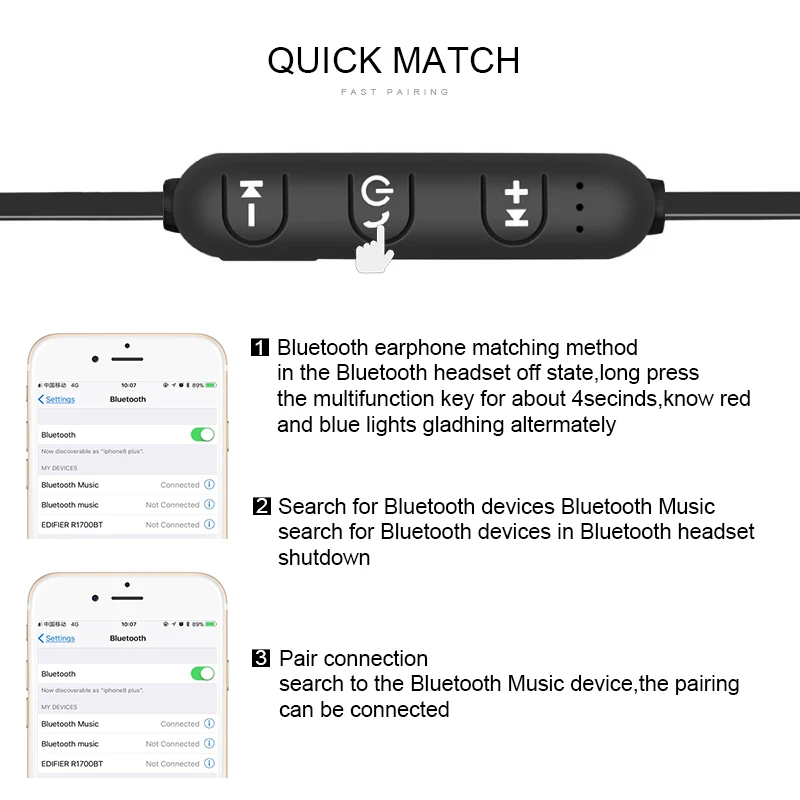 Bluetooth наушники стерео наушники беспроводные наушники супер бас наушник для Xiaomi iphone 5 6 6s 7 магнитные наушники