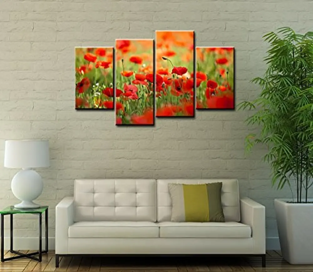 Forever-With-Me-Flower-Paintings-Wall-Art-Corn-Poppy-Field-and-Cute-Bud-4-Pieces-Picture (1)