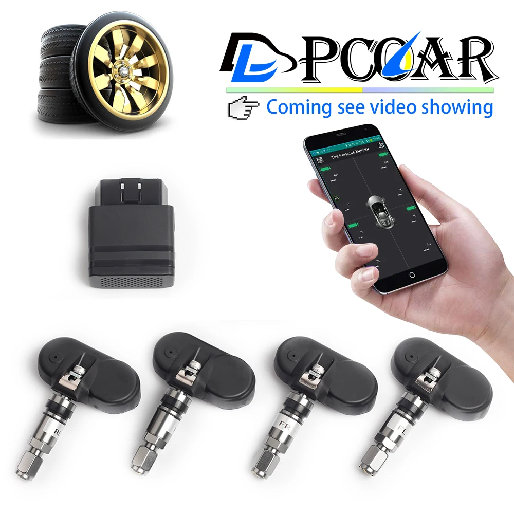 

DLCLH OBD TPMS EX internal sensors Bluetooth 4.0 APP display diagnostic tool for car detector dvr Interface android iphone