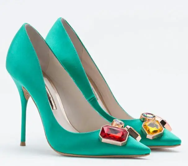 Carollabelly бренд женские вечерние туфли женские туфли на высоком каблуке 10 см Свадебная обувь на каблуках красная роза Для женщин Туфли-лодочки Брендовая обувь для вечеринок для Для женщин - Цвет: green