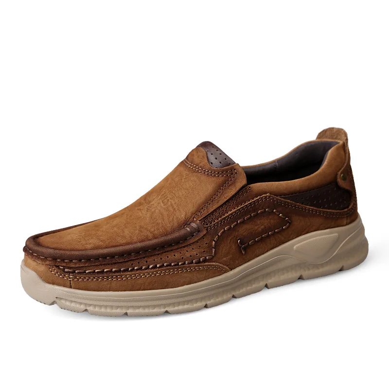 Hommes Dark En red De khaki Vache Appartements Brown Mâle Qualité forme Plate Décontractées Pleine Main Mode Fleur Brown Pour Cuir Chaussures Top H2IE9D