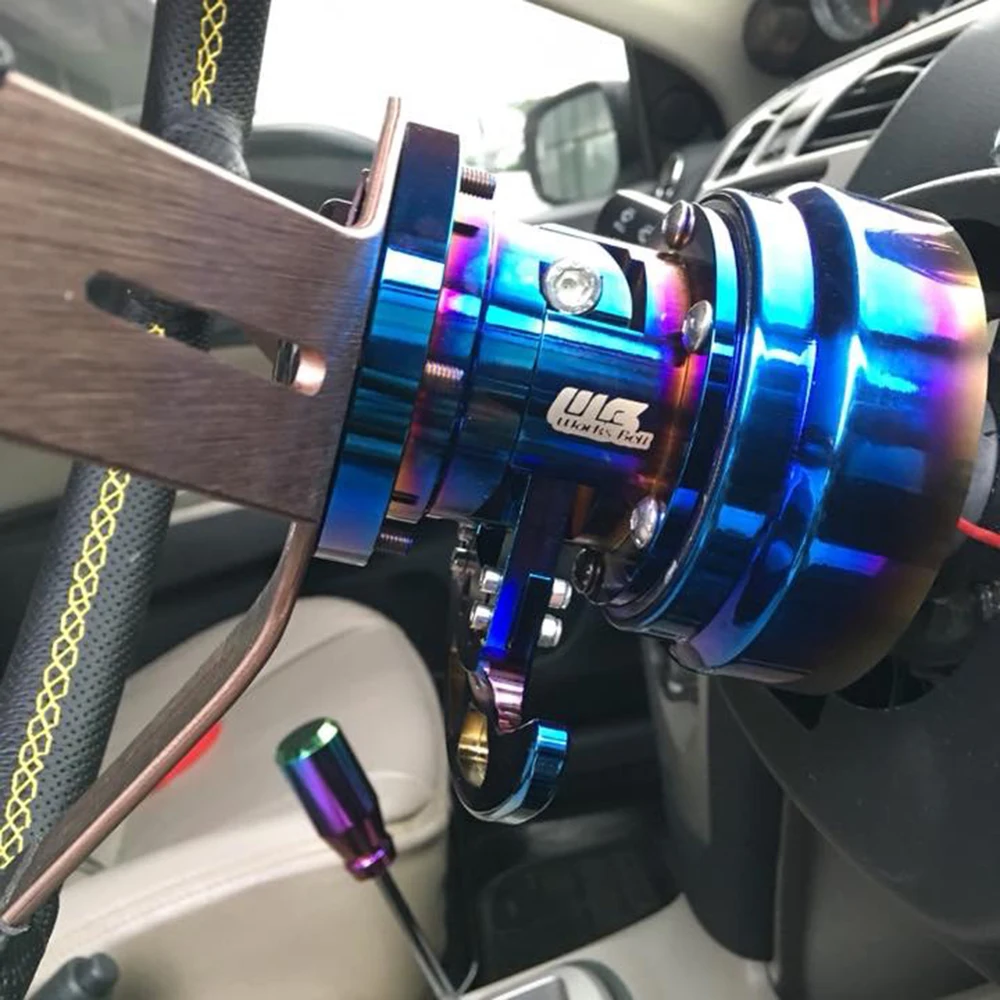 Universal de aluminio de carreras de coches quemados titanio azul Neo Chrome Cubo de volante de liberación rápida Universal de aluminio de carreras de coches quemados titanio azul Neo Chrome Cubo de volante de liberación rápida