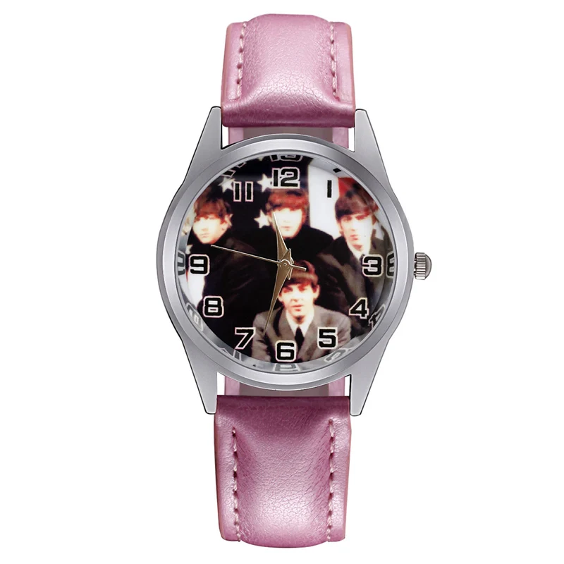 Милые детские часы с милым мультяшным рисунком; женские кварцевые часы с кожаным ремешком для девочек и мальчиков; JC83 - Цвет: Pink