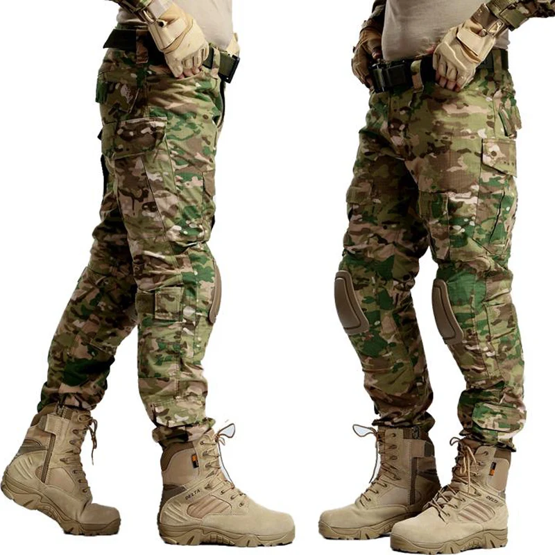 Billig Multicam Camouflage Militar Taktische Hosen Armee Militär Uniform Hosen Frosch Paintball Kampf Cargo Hosen Mit Knie Pads
