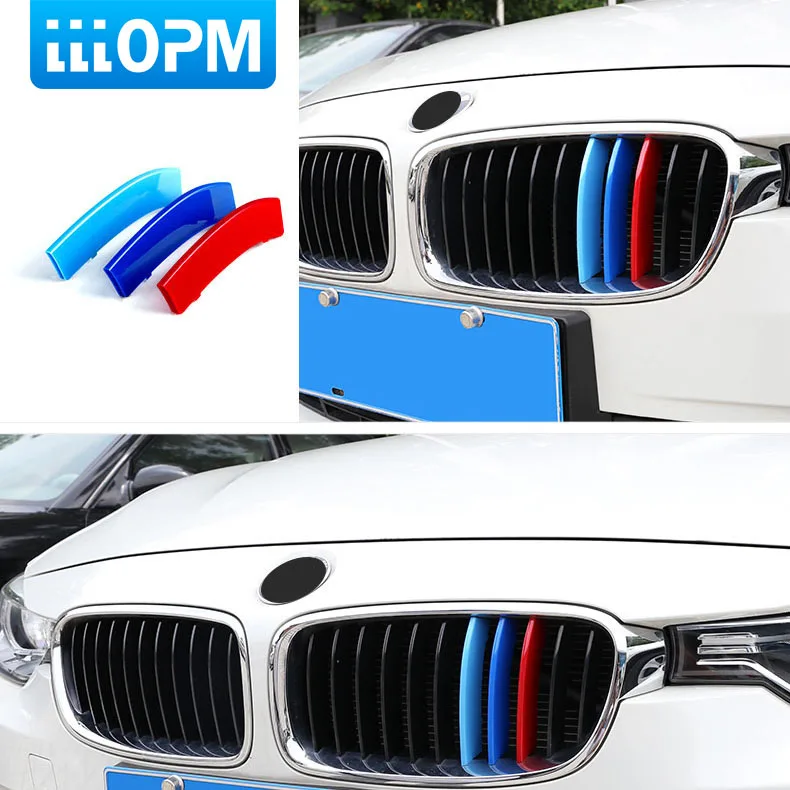 

3pcs 3D Car Front Grille Trim Sport Strips Cover Stickers For BMW E46 E90 F30 F34 E92 E93 3 series GT M Power Car Accessories