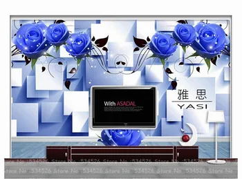 

Blue Rose 3d photo wallpaper papel de parede Mural pvc wall paper papier peint the fairy tale background homedecoration