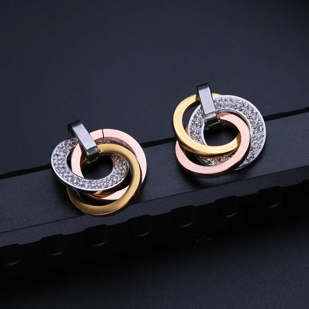 

Newranos Vintage Round Circle Cubic Zirconia Stud Earrings Stainless Steel Earrings for Women Party Jewelry Gift ESS004