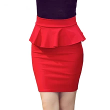 5XL уличная мода женское сексуальное, обтягивающее, бандаж офисная юбка-карандаш леди с высокой талией Короткая юбка оборки OL изящная упаковка юбки до колена