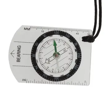 

2 PCS of Mini All in 1 Outdoor Hiking Camping Baseplate Compass Map Measure Ruler