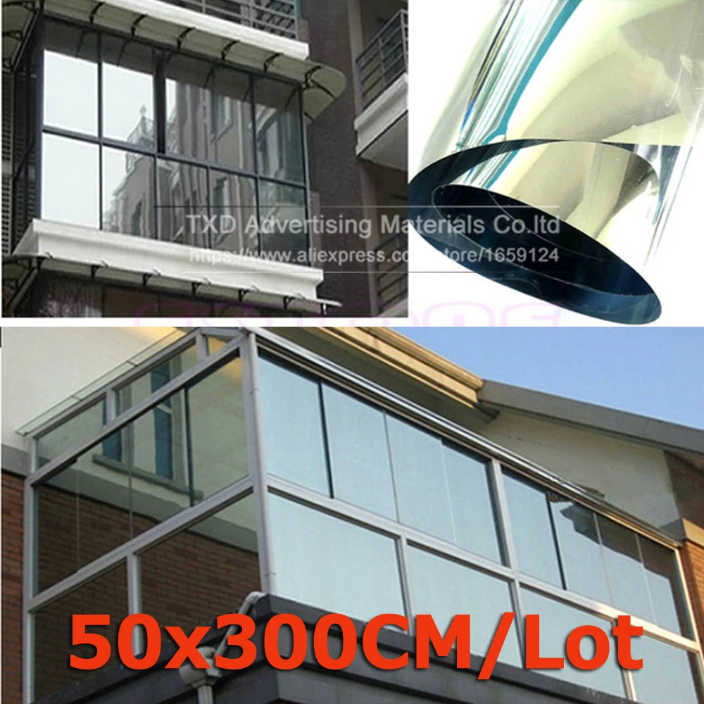 50*300 cm/Lot Zilver Glasfolie Spiegel Isolatie Stickers Solar Reflecterende Zilveren Building Venster Bescherming film|building films|building window filmwindow solar - AliExpress