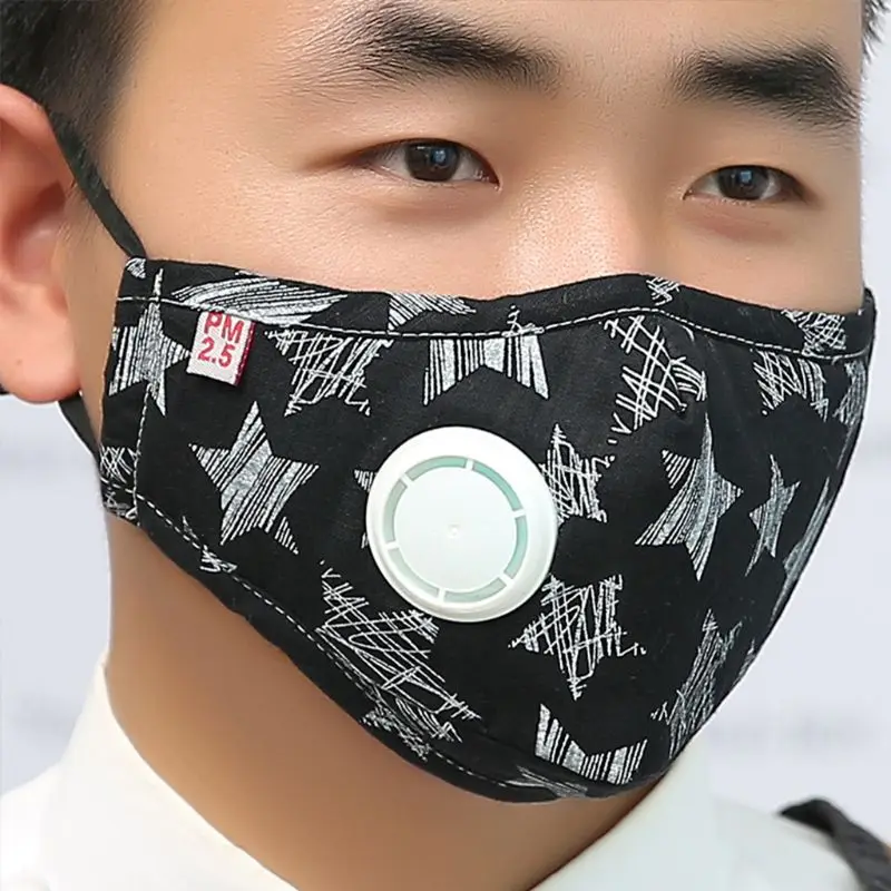 Для мужчин унисекс Зимние хлопковые PM2.5 рот маски карандашный рисунок звезда печатных против пыли загрязнения ушной респиратор с 2 фильтры