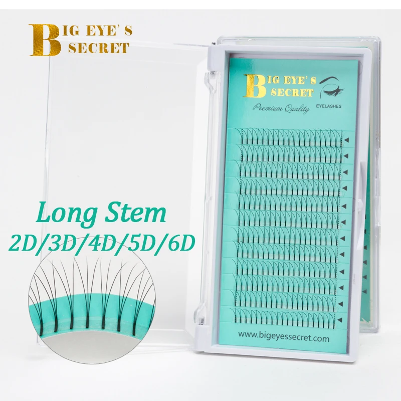 Big eye's secret Long stem Pre Made Volume fans 2D-6D Lashes Extension Faux Mink Premade Russian Eyelash | Красота и здоровье