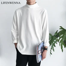 M-5XL Для мужчин футболка Новая модная Однотонная футболка с длинным рукавом Для мужчин s Костюмы тенденция Демисезонный Повседневное O шеи футболки Для мужчин плюс