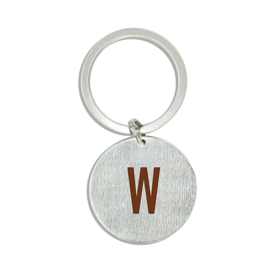 Персонализированные 26 букв металлический брелок с гравировкой Алфавит буквы автомобильный брелок Подарочный Брелок для ключей для друзей семьи - Цвет: W