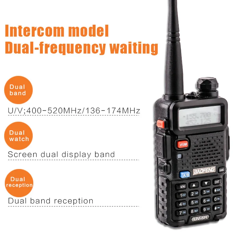 Walkie Talkie 2 шт Baofeng Uv-5R для коммуникатора ham Radio Amador woki toki boafeng Uv 5r 2-полосная радиостанция Cb Radio