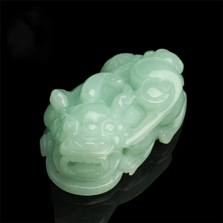 

A genuine natural jade pendant pure ice waxy King brave hand carved jade pendant lucky transport