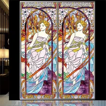 Индивидуальный размер Высший сорт винтажный Европейский Стиль Искусство полупрозрачные самоклеющиеся оконные стеклянные наклейки "фильмы" бумажные дверные наклейки s H802