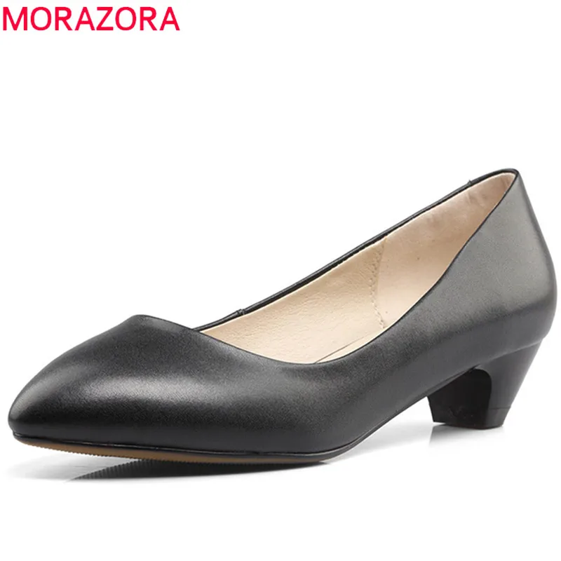 

MORAZORA 2019 top quality genuine leather shoes woman slip on spring summer dress shoes woman simple pumps women office shoes