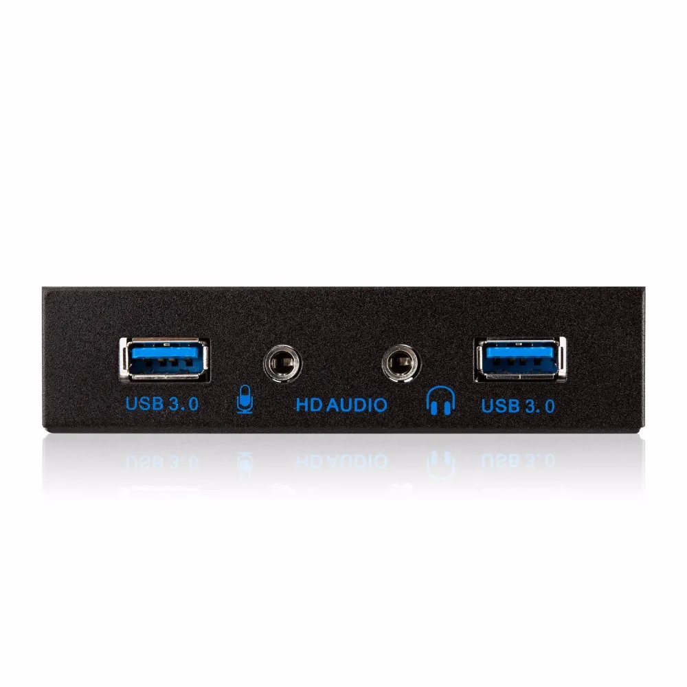 USB 3.0 2-Port 3.5 Inch Metal Front Panel USB Hub with 1 HD Audio Output Port/1 Microphone Input Port for Desktop