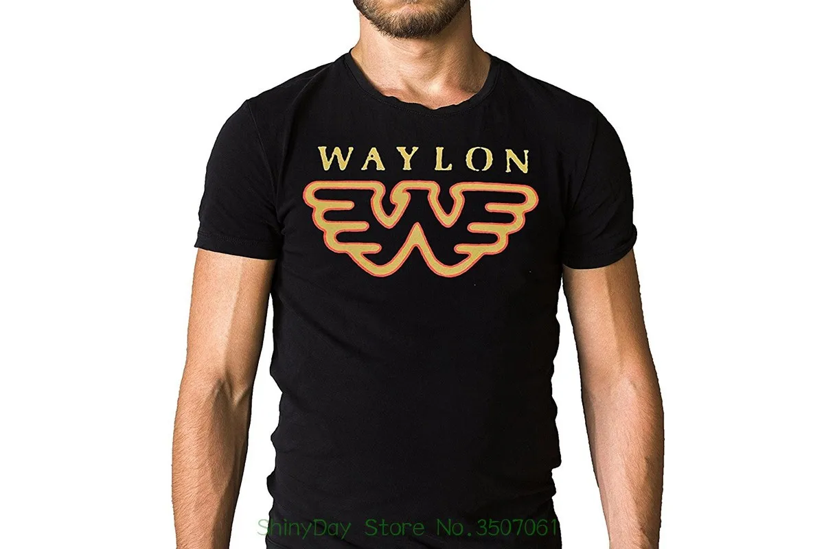 

Personalized T Shirt Custom T Shirt Waylon Jennings Yellow Flying W Logo On Black T-shirt