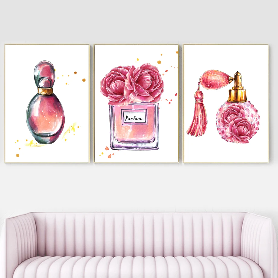

Watercolor Fashion Vogue Luxury Perfume Makeup Flower Nordic Posters And Print Wall Art Canvas Painting Wall Pictures Home Decor