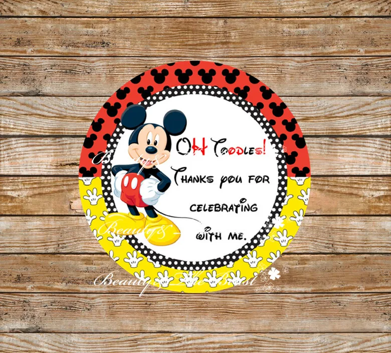 

Mickey Stickers, Cupcake Toppers,Birthday Party Decorations kids Sticker Label for Birthday,Baby Shower candy bar