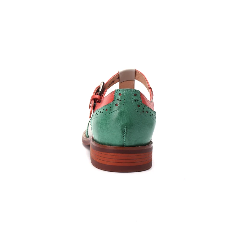 Derbies Pour Marque red yellow Cuir Main Green Femme Chaussures Nouveau Couleur En La Plus Correspondant Plates Femmes Taille 2018 Yinzo Véritable Oxford axdwqtaRY