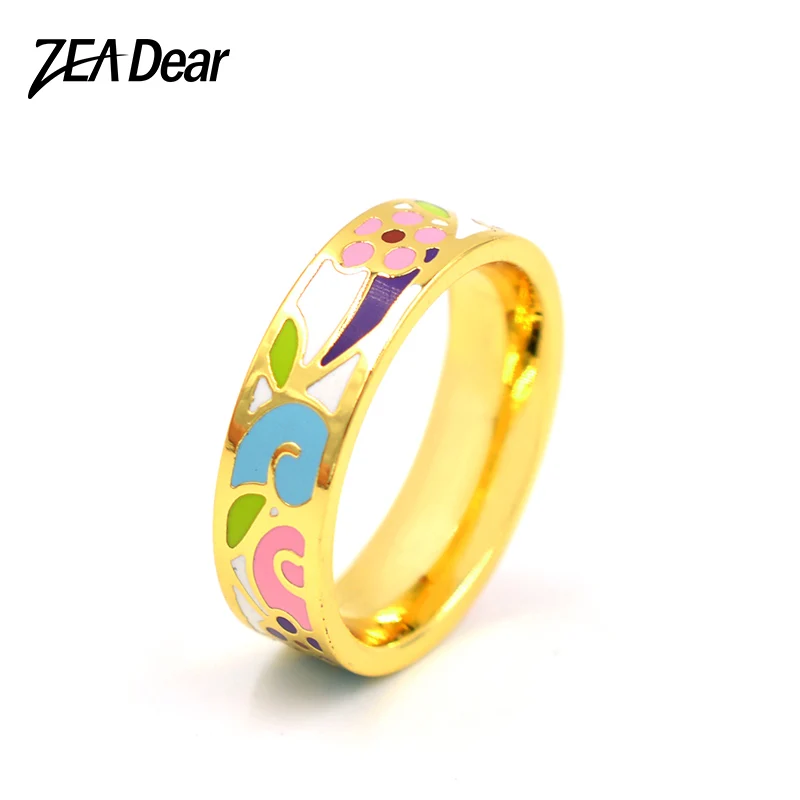 Ювелирные изделия ZEA Dear эмалированные ювелирные кольца из нержавеющей стали для