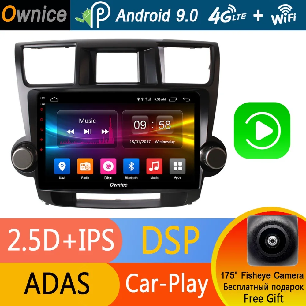 Автомобильный радиоприемник 10 1 дюйма IPS GPS DVD Navi для Toyota HIGHLANDER 2009 2013 2014 2015 Universal Android