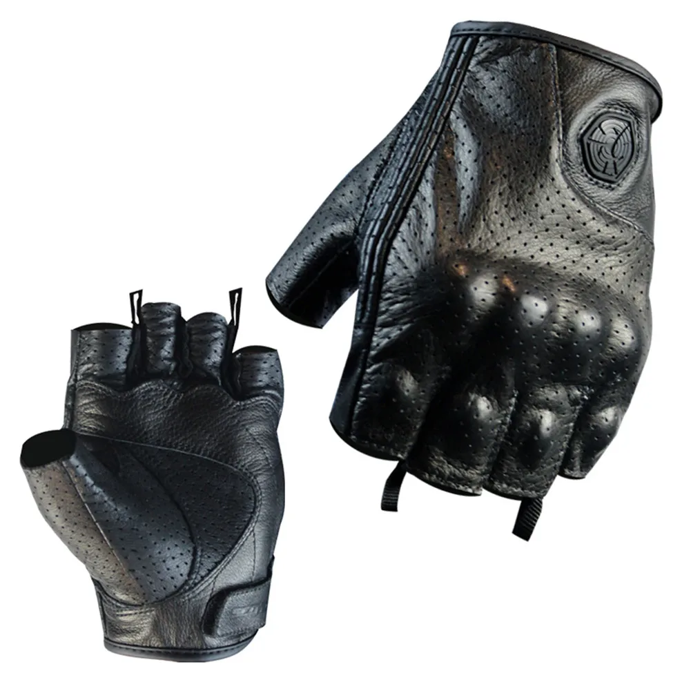 Genuine Leather Half Finger Motorcycle Gloves Scoyco Summer Motocross