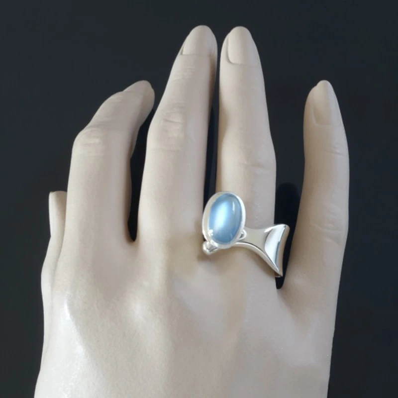 Регулируемые классические овальные кольца с лунным камнем для женщин, обручальное кольцо ярко-серебристого цвета, Bague Femme Anillos Mujer, O5J435