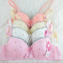 Для женщин бюстгальтеры без косточек, с цветочным принтом, в горошек, пуш-ап, нижнее бельё для девочек 32-36B 3/4Cup