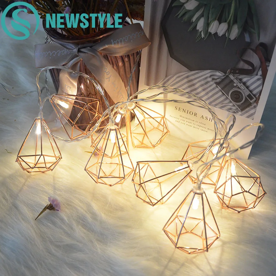 

Diamond Hexagon String Light AA 150CM 10 LED Battery Operated Fairy Light for Home Living Room Holiday Party Wedding Decoration