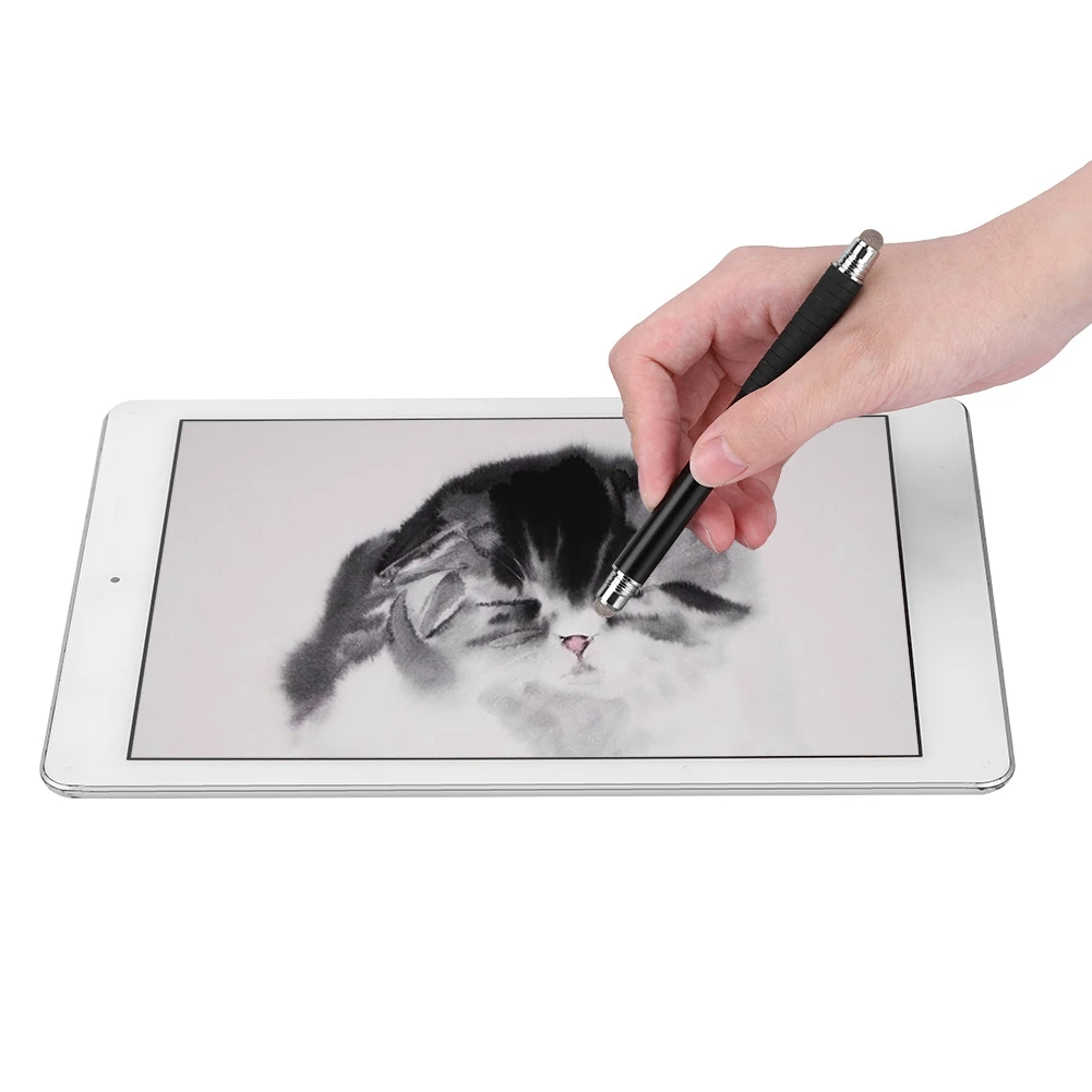 Двойной Touch Ткань Голова Сенсорный экран масштаба Stylus конденсаторная Ручка Горячая Распродажа