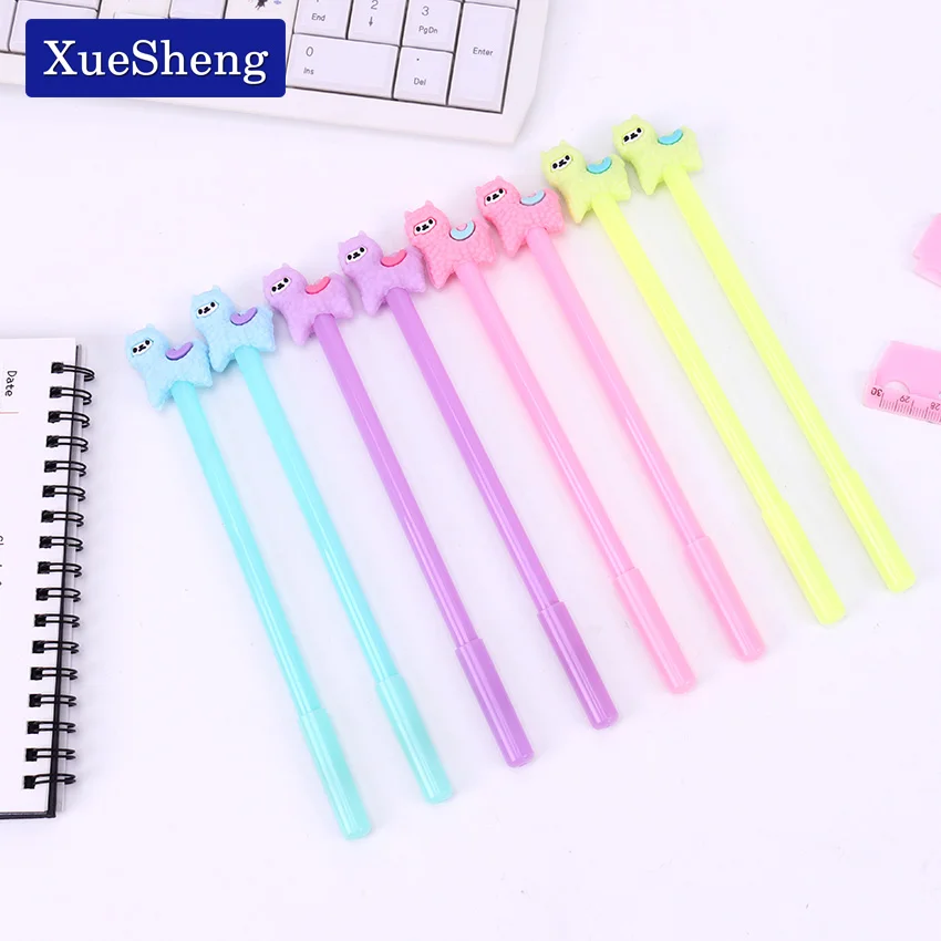 2pcs Cute Gel Pens Black Ink Pen Cartoon Alpaca Shape Design Kawaii