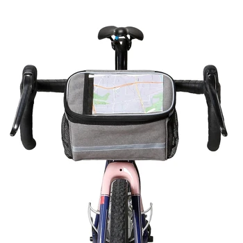 Bike Front Bag Bicycle Cycling Phone Holder Bag Bike Front Pannier MTB Road Bike Commuter Bike Handlebar Bag