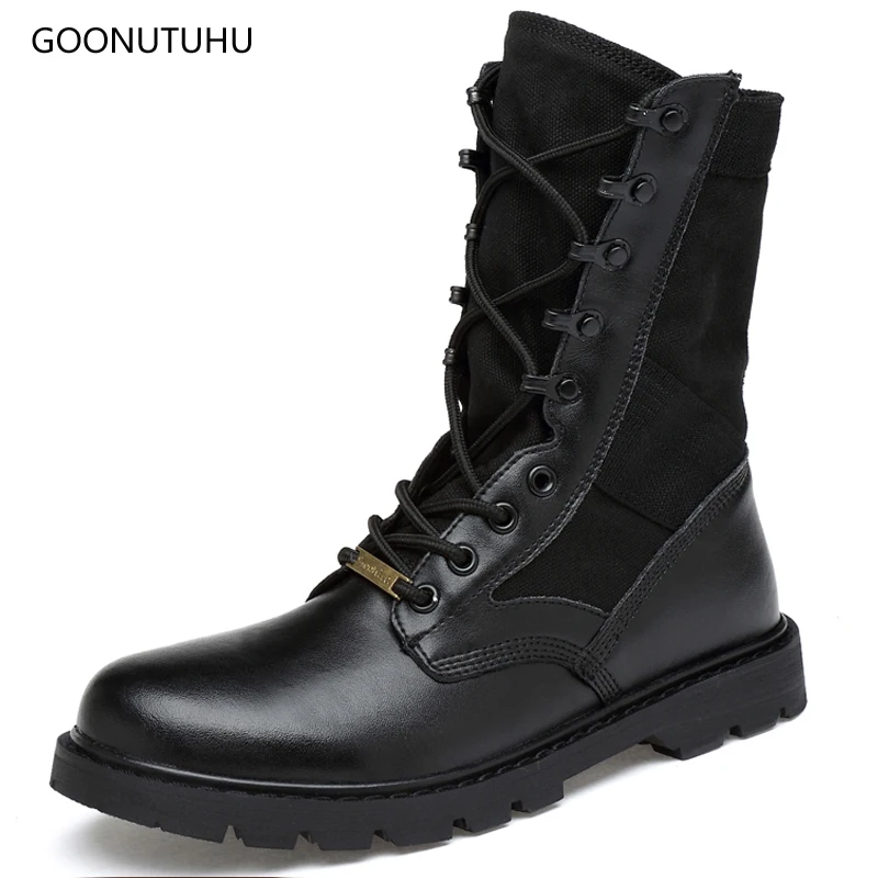 Günstige Mode herren stiefel military casual leder schuh herbst winter arbeit   sicherheit schuhe mann schwarz und braun armee cowboy stiefel für männer