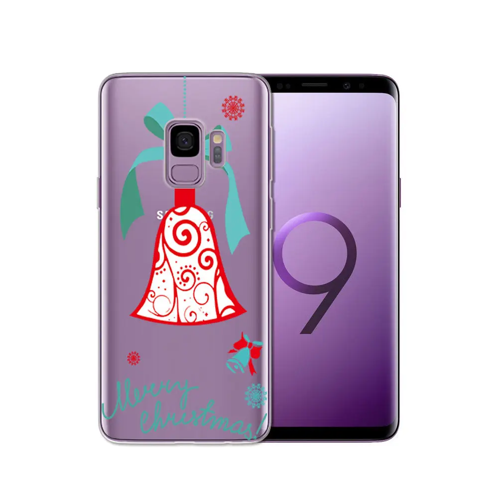Santa Reindeer Christmas Patterned Clear Slim Soft Case Cover For Samsung S9 S8 S7 Edge Note 9 Note 8 S8 Plus TPU Phone Coque    (30)