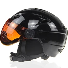 Фирменный Черный лыжный шлем с очками для мужчин/женщин/детей, Теплая Зимняя Маска для снегохода, шлем для сноуборда, шлем для мотолыж/саней, Спортивная безопасность
