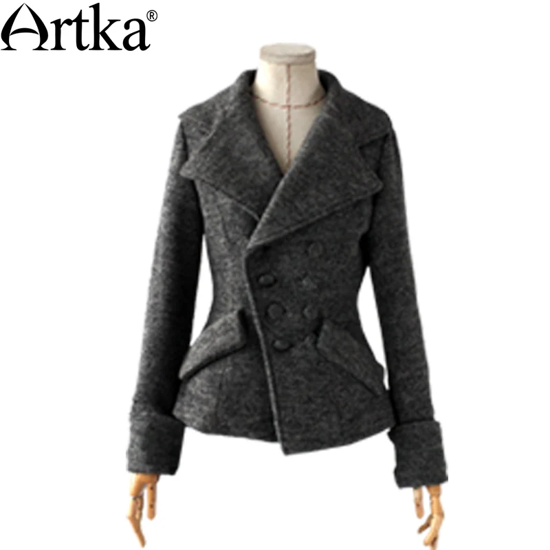 ARTKA Women's Winter Jackets Autumn Wool Coat Female Double Breasted Women's Short Jacket 2018 Plus Size Ladies Overcoat A09792 ARTKA Women's Winter Jackets Autumn Wool Coat Female Double Breasted Women's Short Jacket 2018 Plus Size Ladies Overcoat A09792