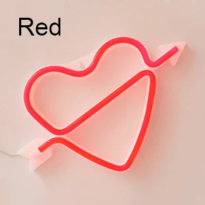 GUOCHENG сердце неоновый светильник s на батарейках и USB для дня рождения, свадьбы, рождественской вечеринки, настенный светильник для спальни - Испускаемый цвет: Red
