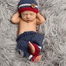 Новые Вязаные детские вязаные шапочки ручной работы со штанами, комплекты для малышей, реквизит для фотосъемки новорожденных 0-1 м, 3-4 м