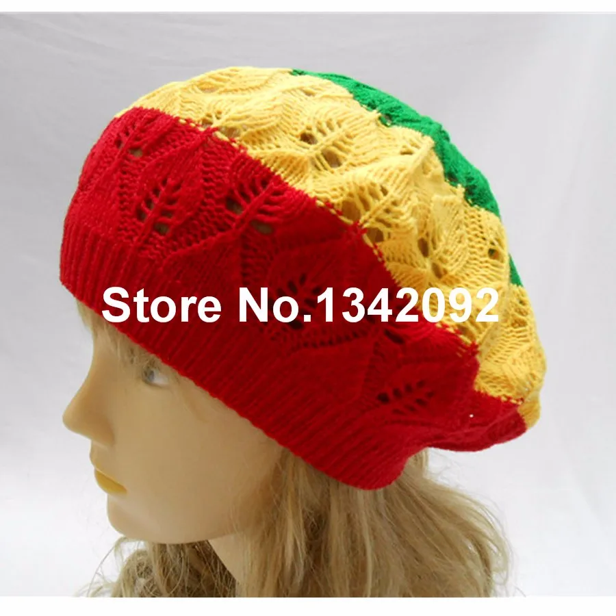 Rasta Tam берет шапка вязаная крючком регги Марли Ямайка растафари sloudy Dreadlock cap-красный желтый зеленый