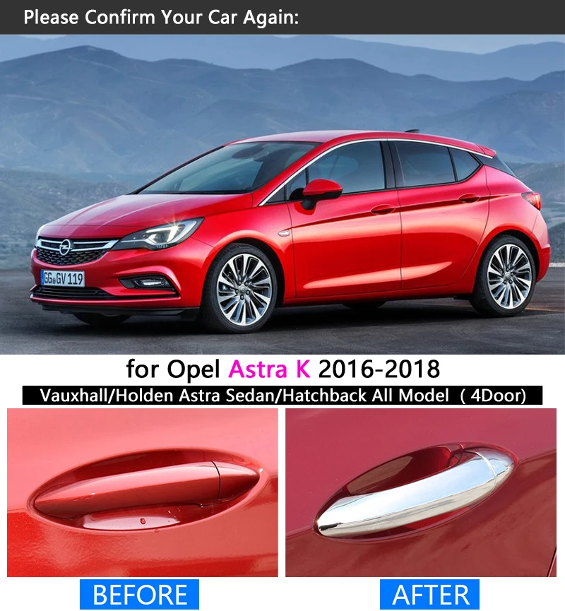 Хромированная накладка на дверные ручки для Opel Astra K 2016 2017 2018 2019 Vauxhall Holden Sedan