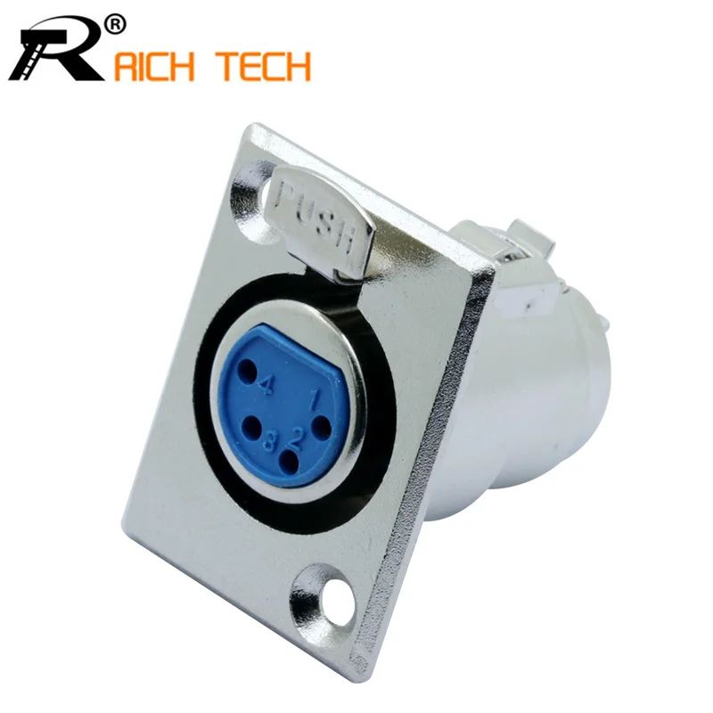 

1pc 4 pin XLR connector YS1K3F2 Nickel Plated 3pin XLR Female jack panel mount connector Professional speaker plug powercon