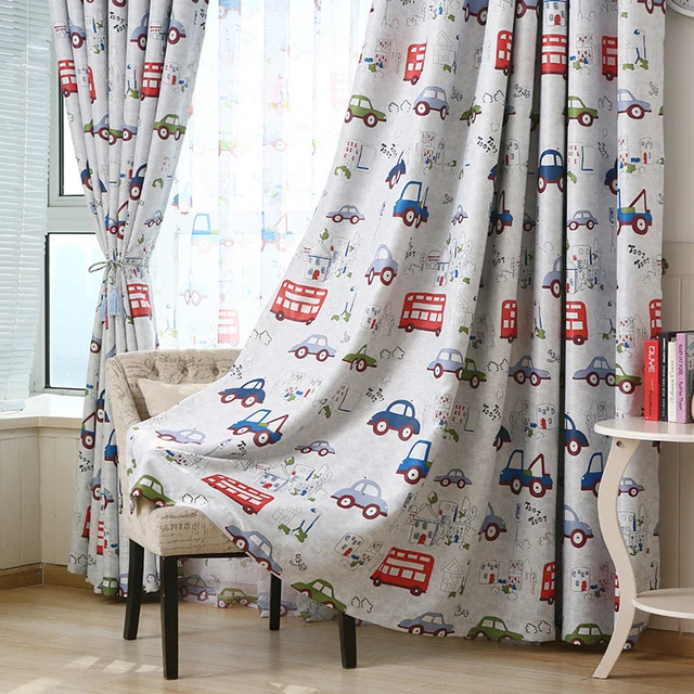 Car Cartoon Baby Boy Blackout Curtains For Children Room Cortina Car Cartoon Baby Boy Blackout Curtains For Children Room Cortina Para Quarto Living Bedroom Home