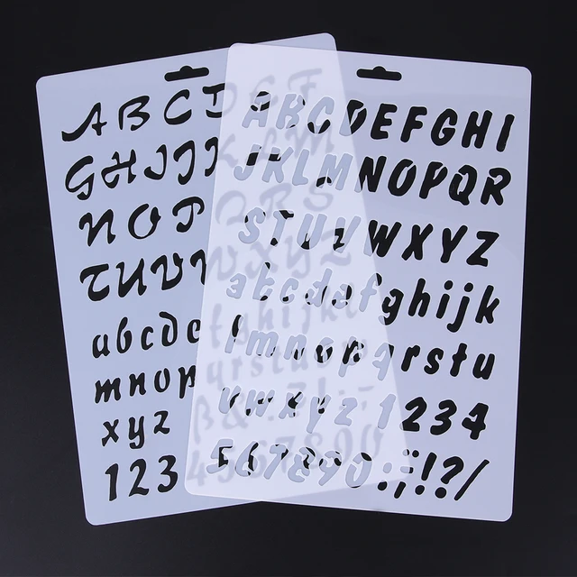 2pcs plastic cake stencils alphabet letters spray stencils birthday cake letter stencil