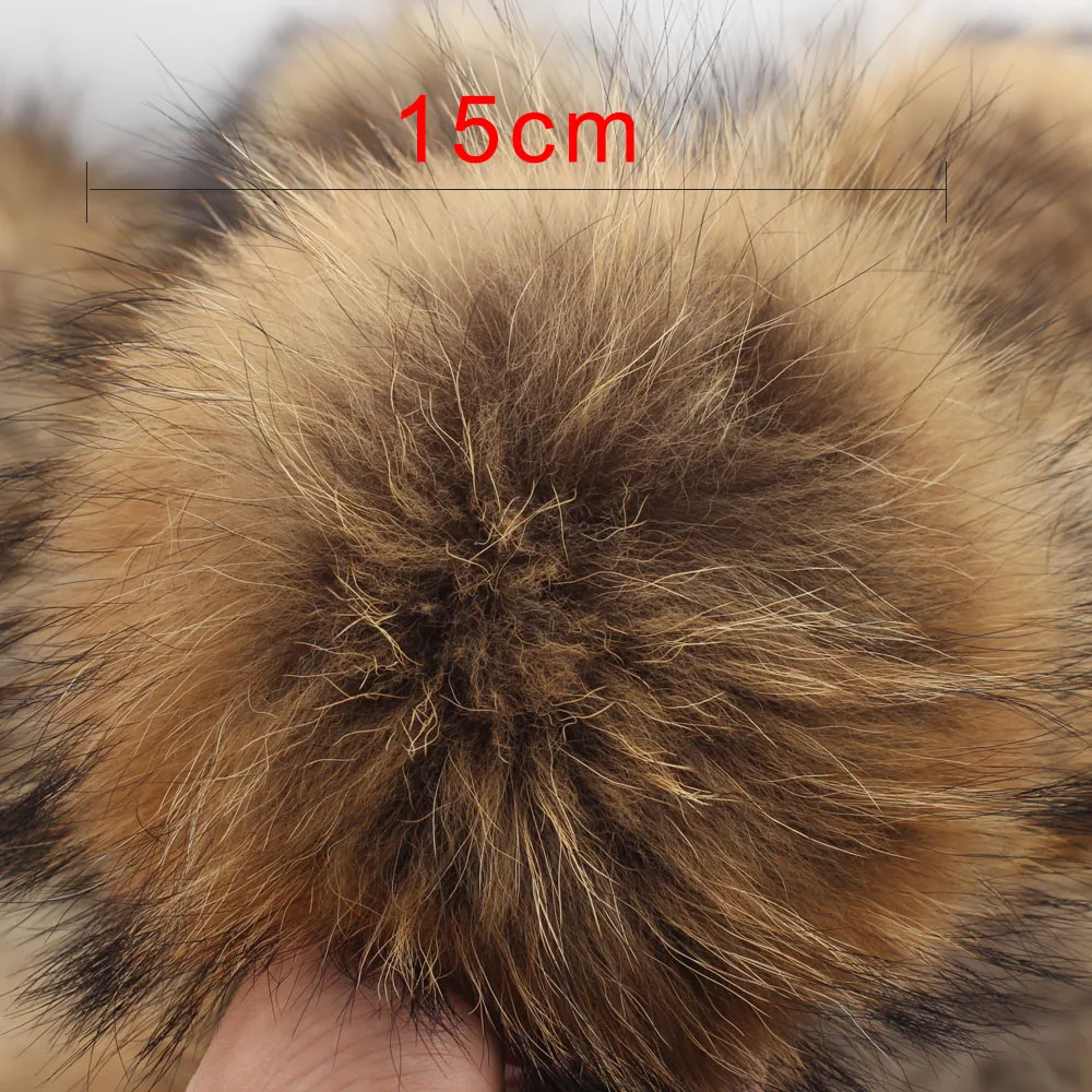 

High Quality 5PCS 15cm Big Women's Raccoon Fur Pompom 100% Real Fur Round Pompon Balls for Beanies Pom Pom Balls Supplies