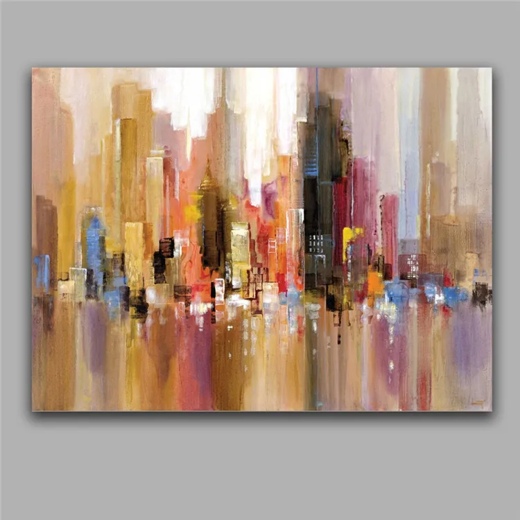 Modern-Abstract-Building-Oil-Paintings-Impression-House-Oils-Artwork-Home-Decor-Wall-Picture-Art-100-Handmade